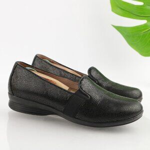 Dansko Womens Addy Loafers Size 39 8.5 Black Leather Crackle Comfy Flats Shoes